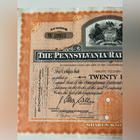 Collectible Vintage Railroad Company Savings Bond (War Time) - Picture 2 of 7